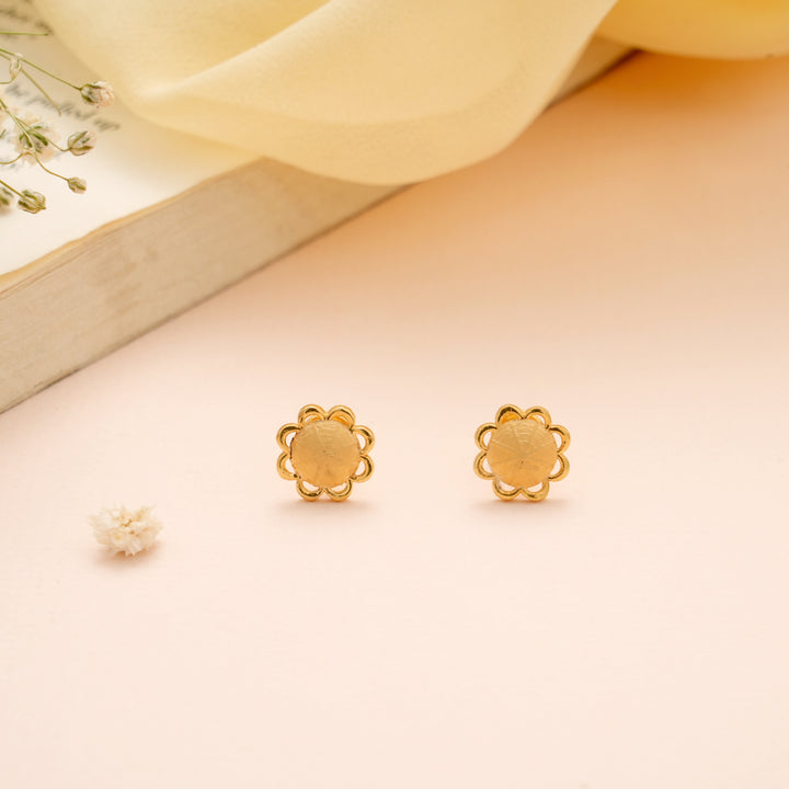 Blooming Sunflower Design Gold Stud