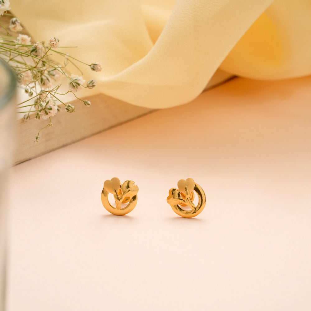 Twin Heart Circular Gold Stud