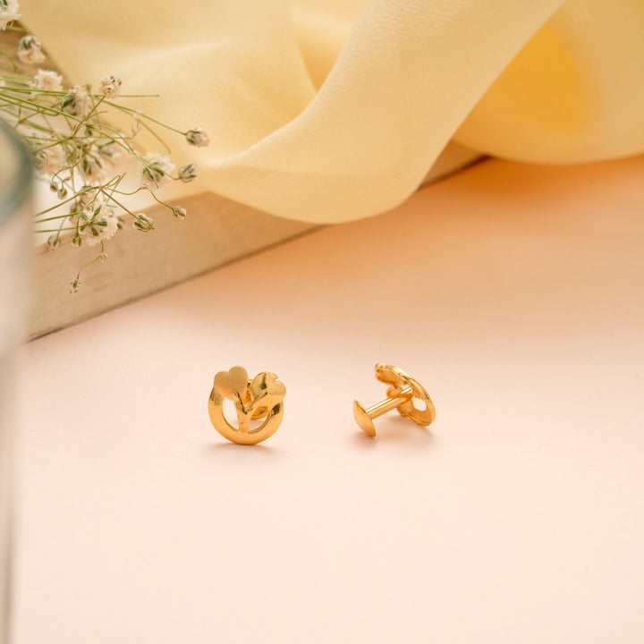 Twin Heart Circular Gold Stud