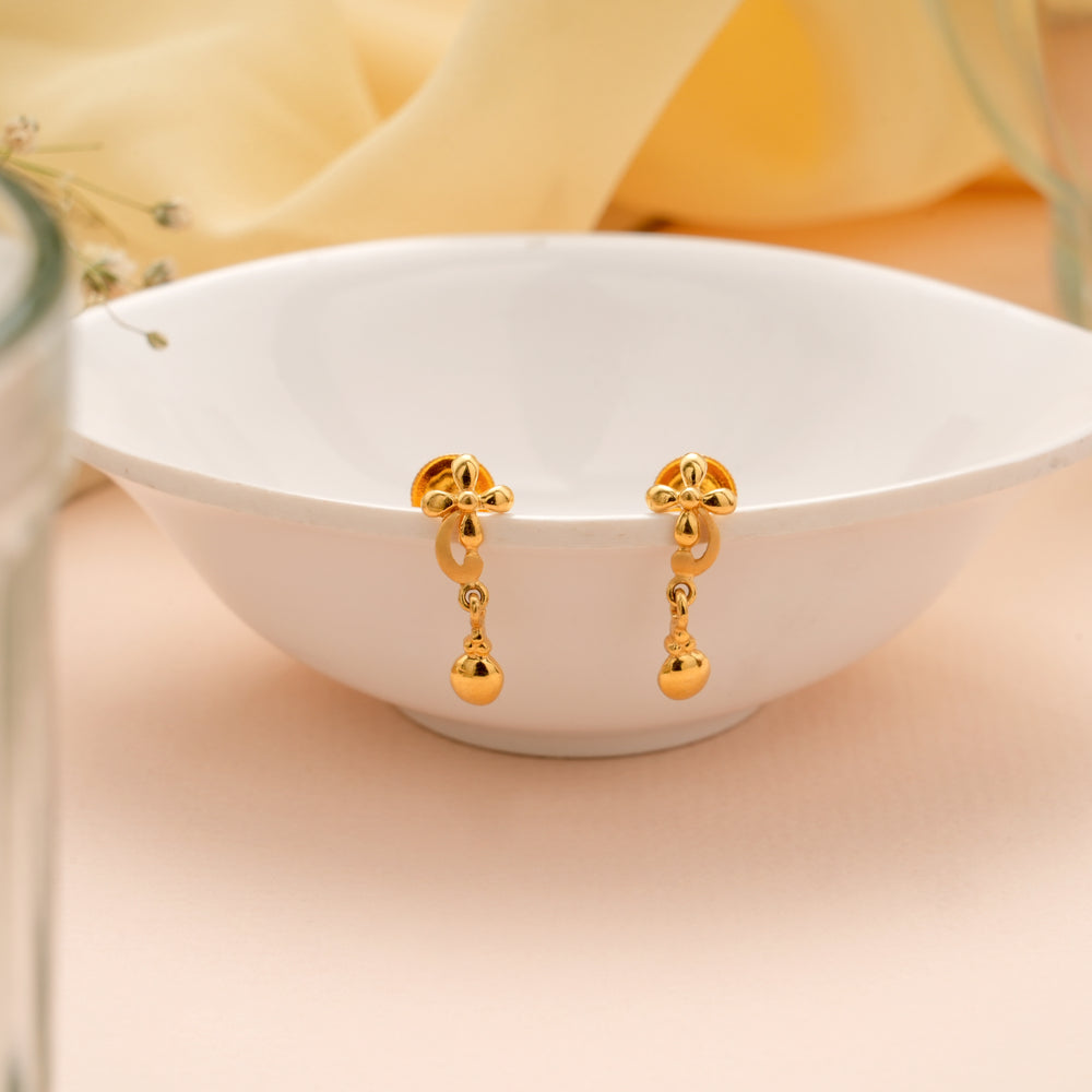 Minimal Floral Gold Drop Stud