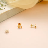 Minimal Oval Shape Tri Leaf Gold Stud