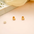 Minimal Oval Shape Tri Leaf Gold Stud