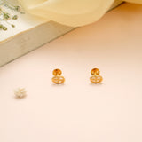 Minimal Oval Shape Tri Leaf Gold Stud