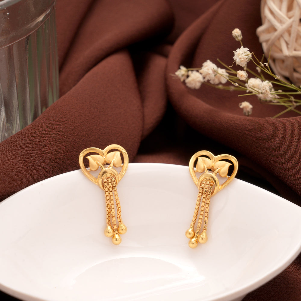 Dual Leaf with Heart Drops Earring