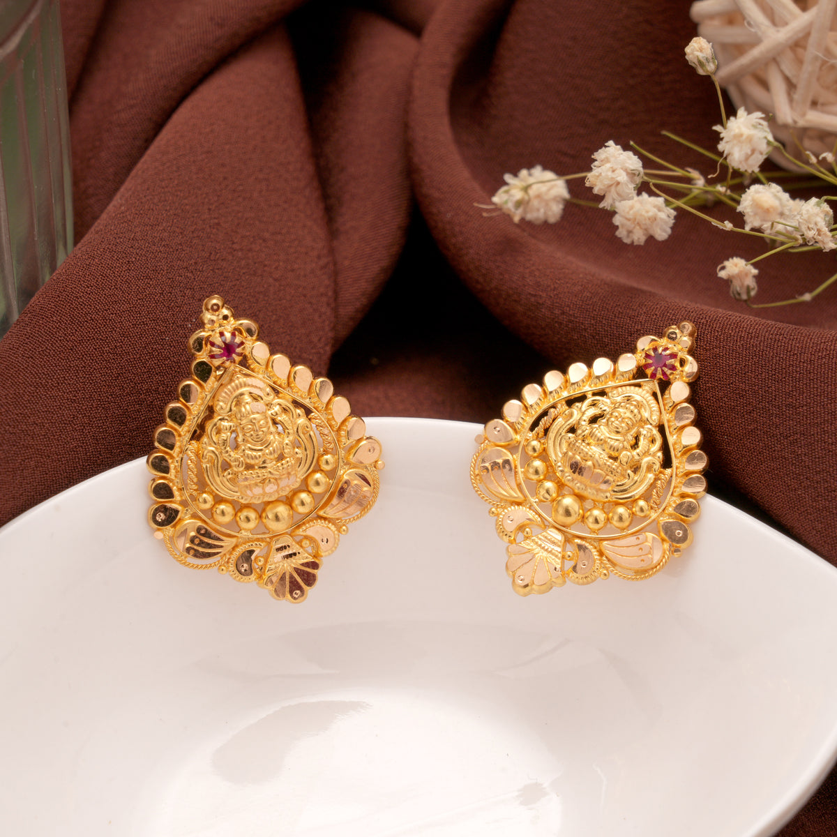 Heritage Gold Lakshmi Temple Earrings