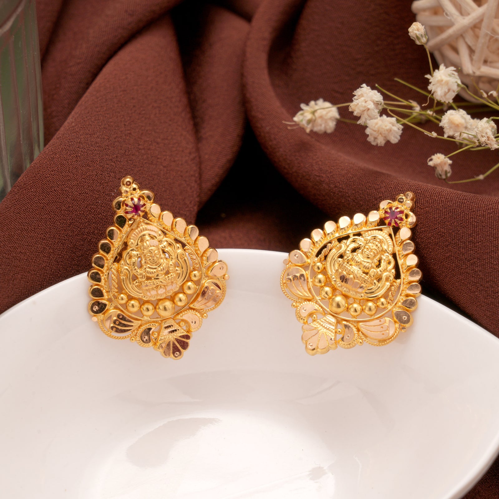 Heritage Gold Lakshmi Temple Earrings