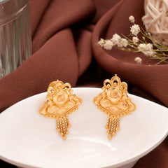 Dual Peacock Bird Motif Gold Earring