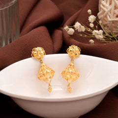 Cute Floral with Umbrella Drop Gold Jhumka