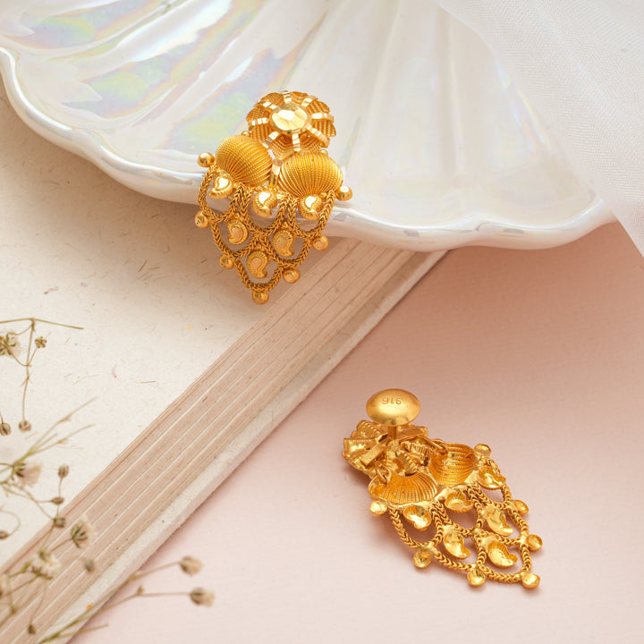 Mango Chain Tassel Floral Gold Earrings