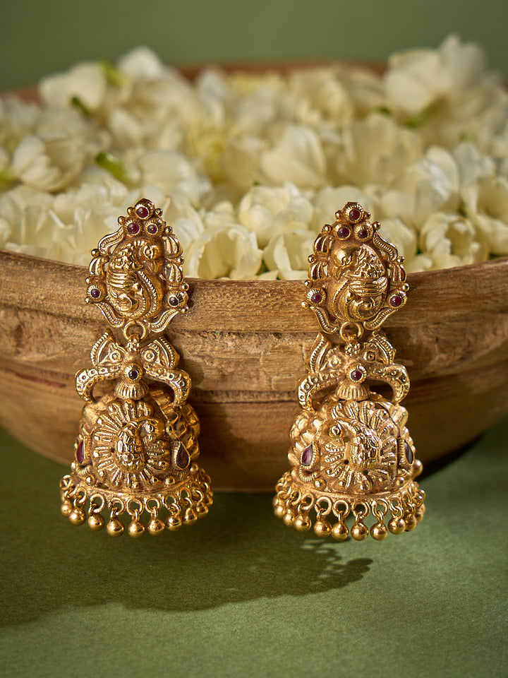 Peacock with Golden Balls Drop Design Jhumka