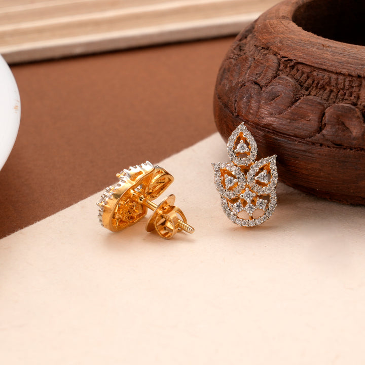 Shimmering White Stone Golden Stud
