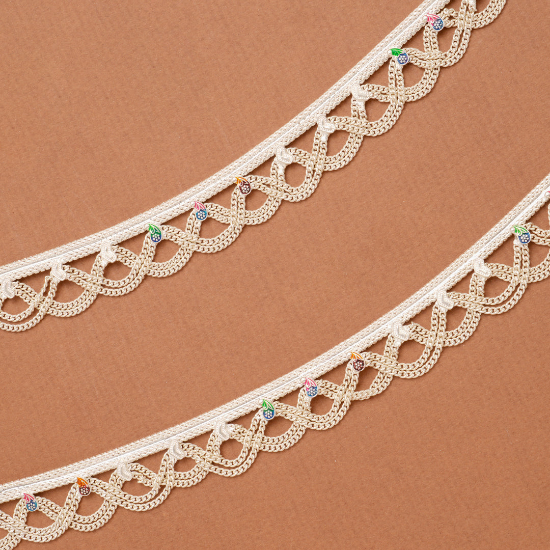 Timeless Enamel Modern Chain Silver Anklet