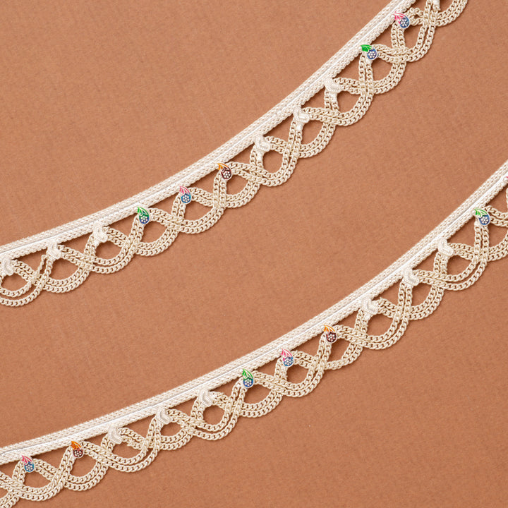 Timeless Enamel Modern Chain Silver Anklet