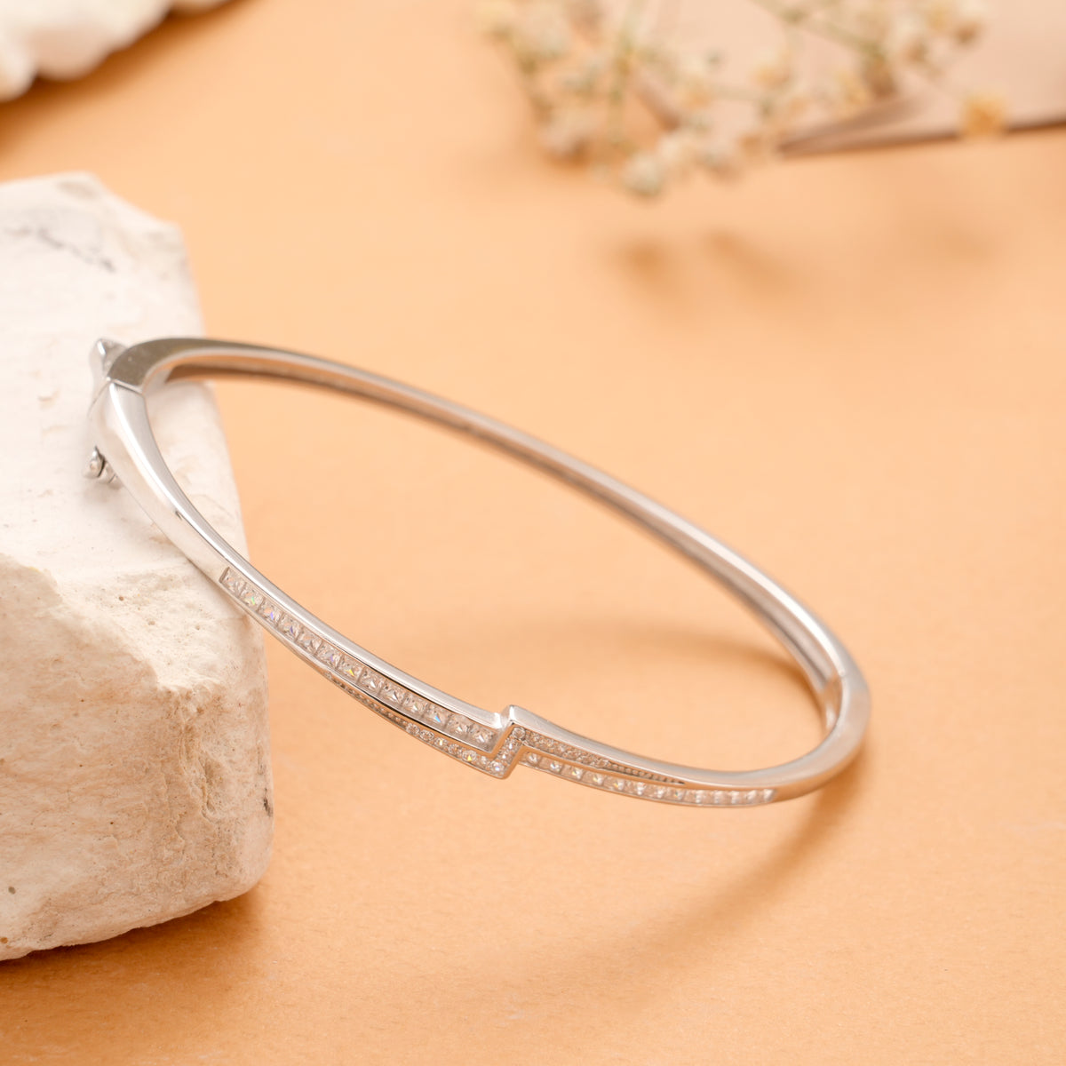 Bypass Pave Design Silver Kada