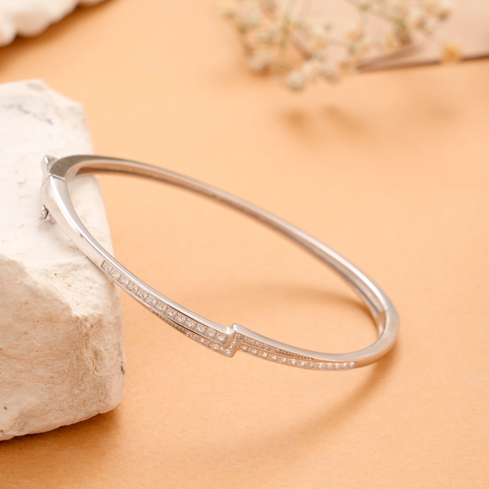 Bypass Pave Design Silver Kada
