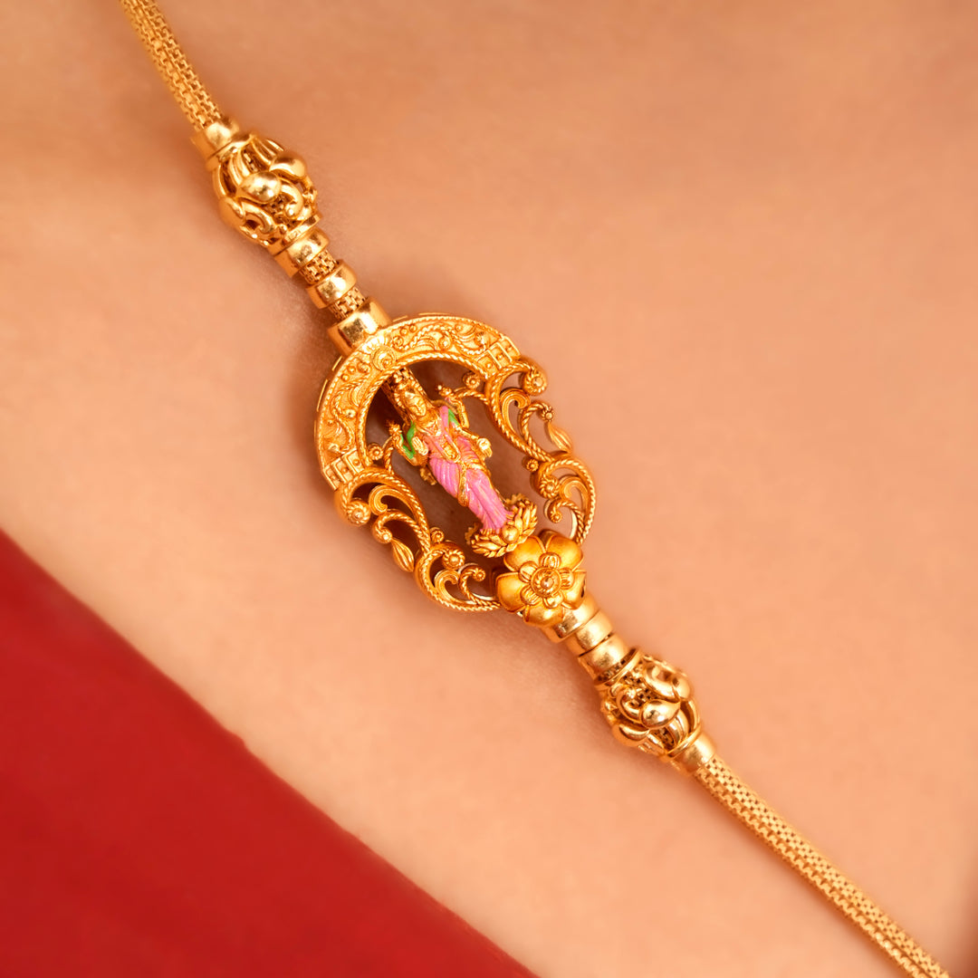 Majestic Gold Plated Lakshmi Mugappu Chain