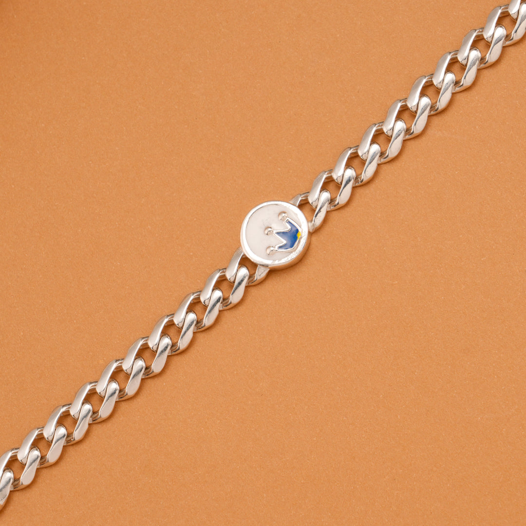 Circular Crown Enamel Silver Baby Bracelet