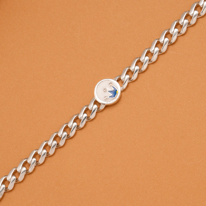 Circular Crown Enamel Silver Baby Bracelet