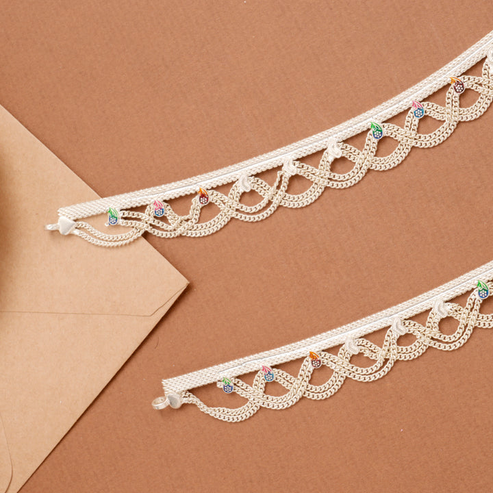 Timeless Enamel Modern Chain Silver Anklet