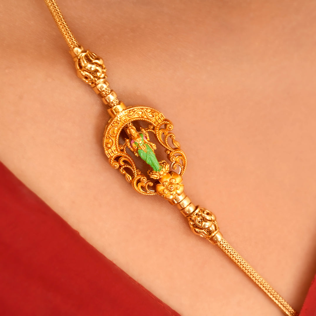 Majestic Gold Plated Lakshmi Mugappu Chain