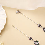 Antique Elegant Oval Stone Silver Anklet