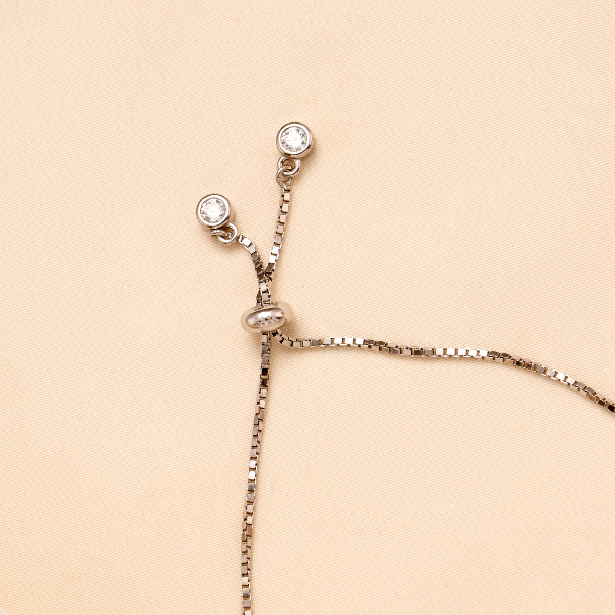 White with Pink Blossom Heart Silver Bracelet