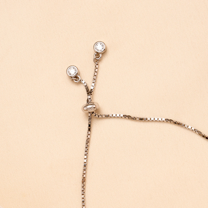 White with Pink Blossom Heart Silver Bracelet