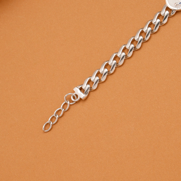 Circular Crown Enamel Silver Baby Bracelet