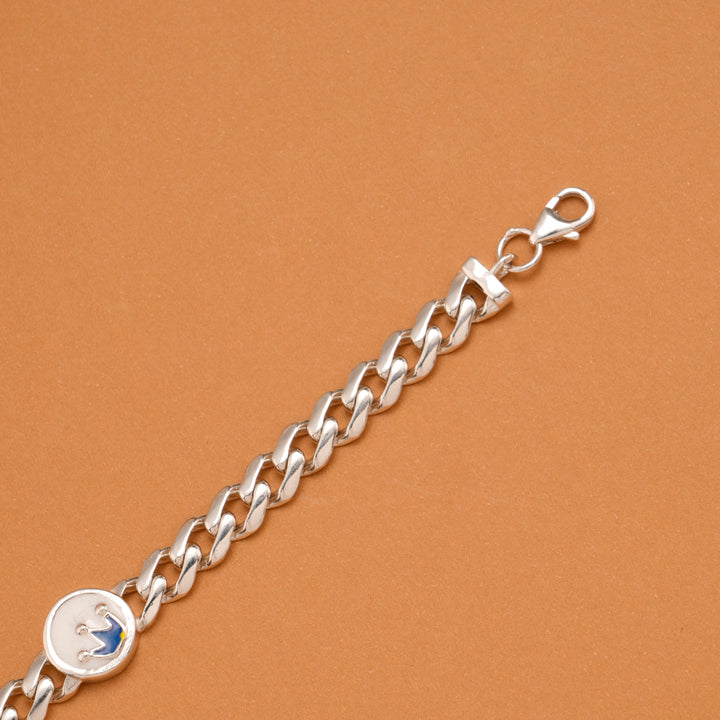 Circular Crown Enamel Silver Baby Bracelet