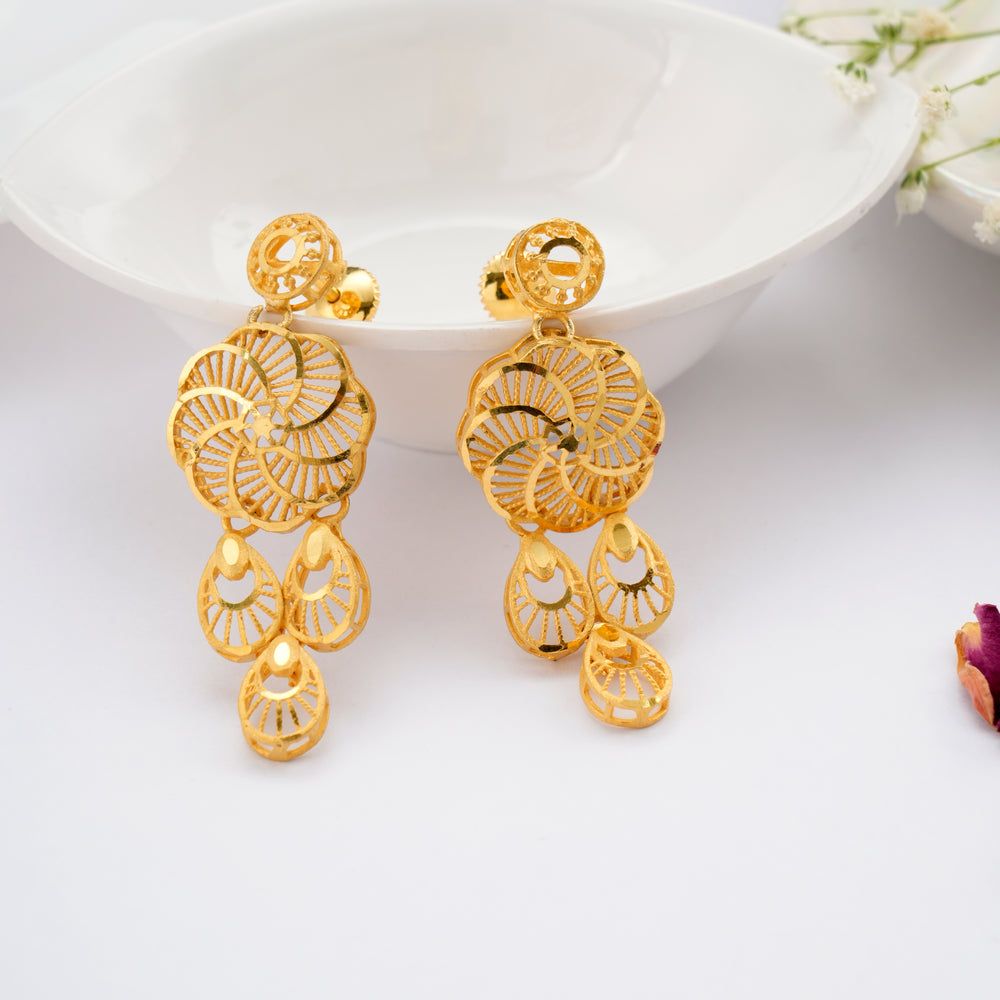 Turkey Floral Golden Drops Earring