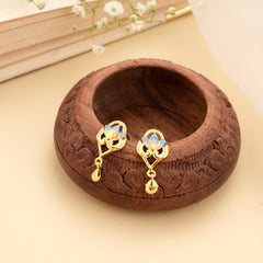 Lotus Enamel Design Golden Earring