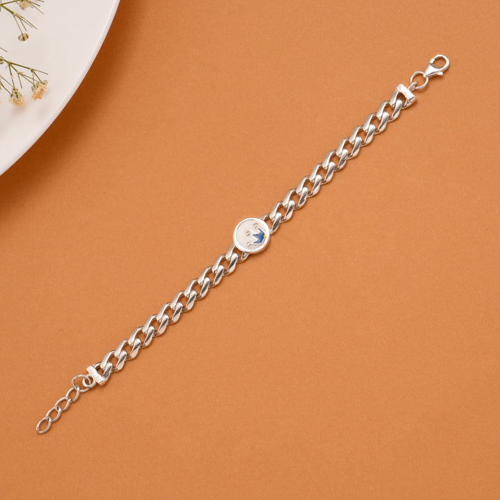 Circular Crown Enamel Silver Baby Bracelet