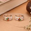 Tri Color Enamel Silver Toe Ring