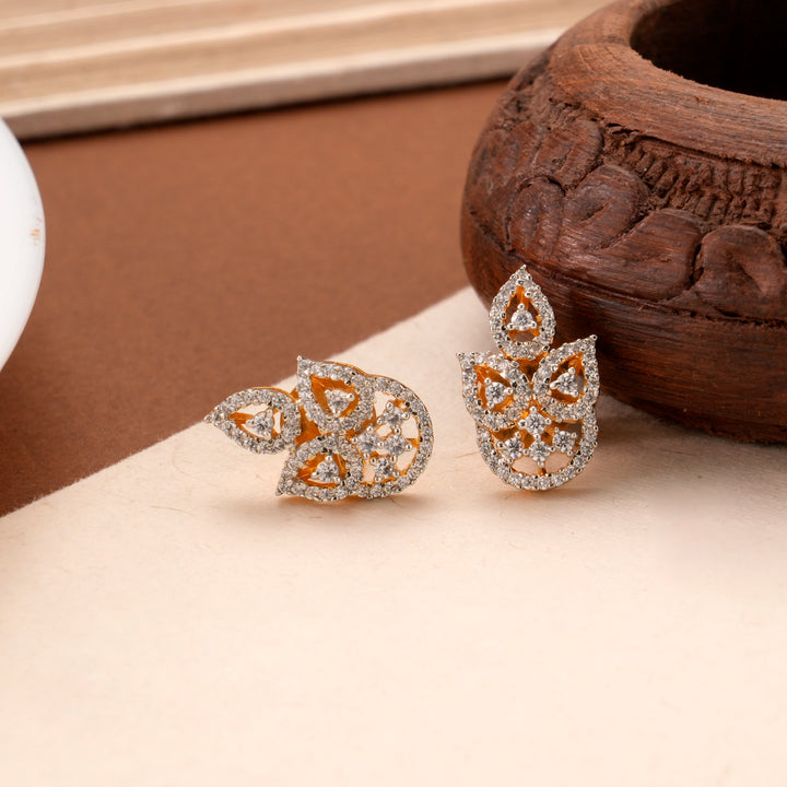 Shimmering White Stone Golden Stud