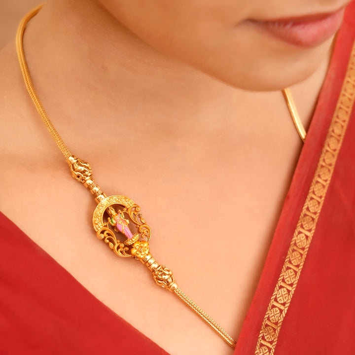 Majestic Gold Plated Lakshmi Mugappu Chain