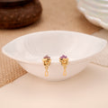 Square Top Design Flower Pattern Golden Stud