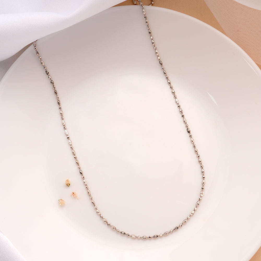 Round Cut Ball Design Silver Chain