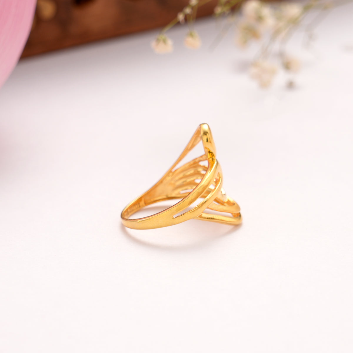 Wavy Design Casting Golden Ring