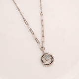 Sparkling Circle Stone Silver Chain