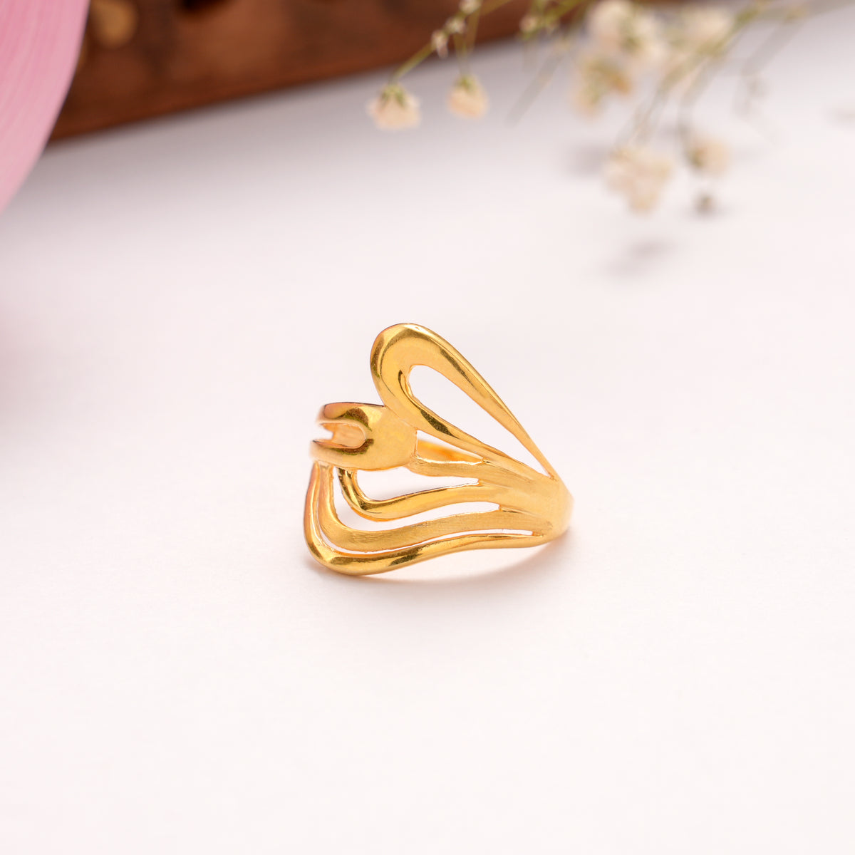 Wavy Design Casting Golden Ring