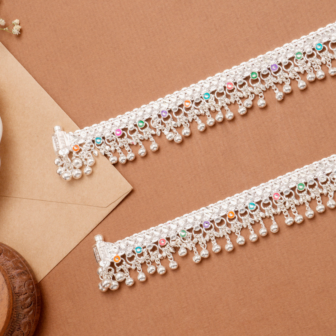 Multi Enamel Pattern Bell Anklet