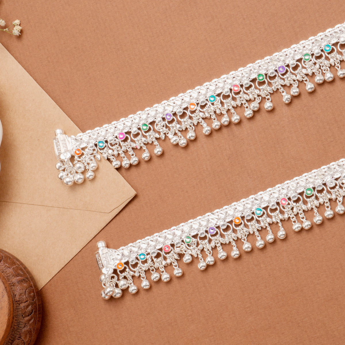 Multi Enamel Pattern Bell Anklet