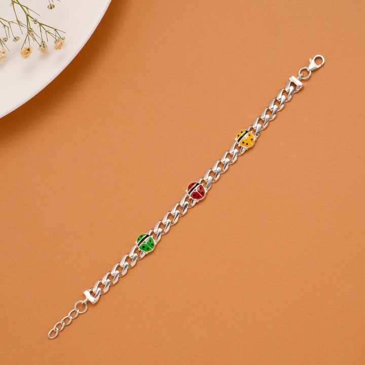 Red Enamel Ladybug Silver Baby Bracelet