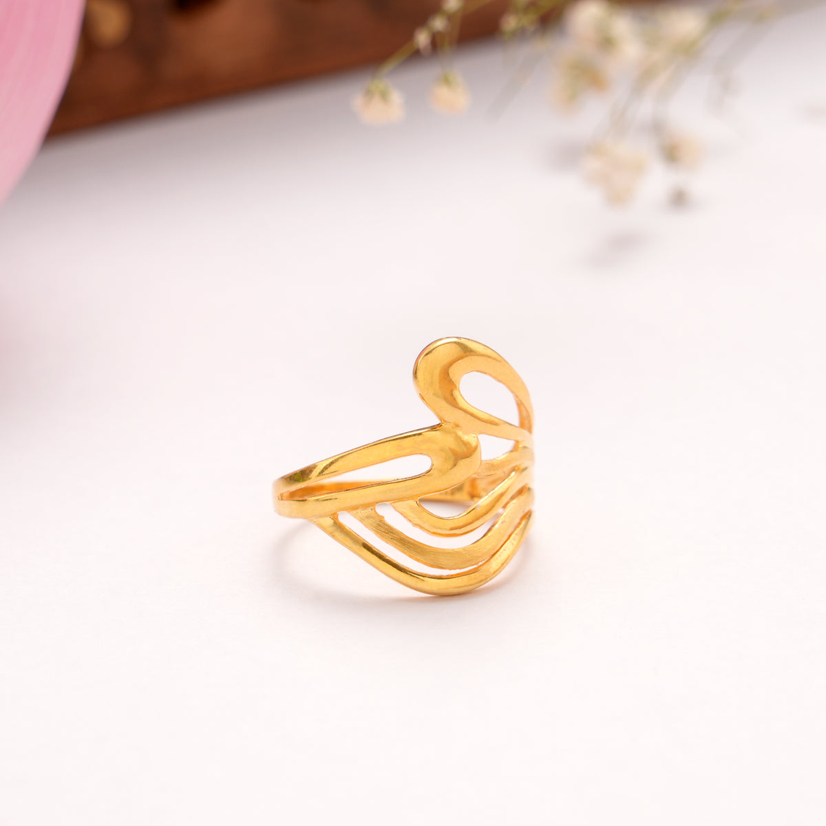 Wavy Design Casting Golden Ring