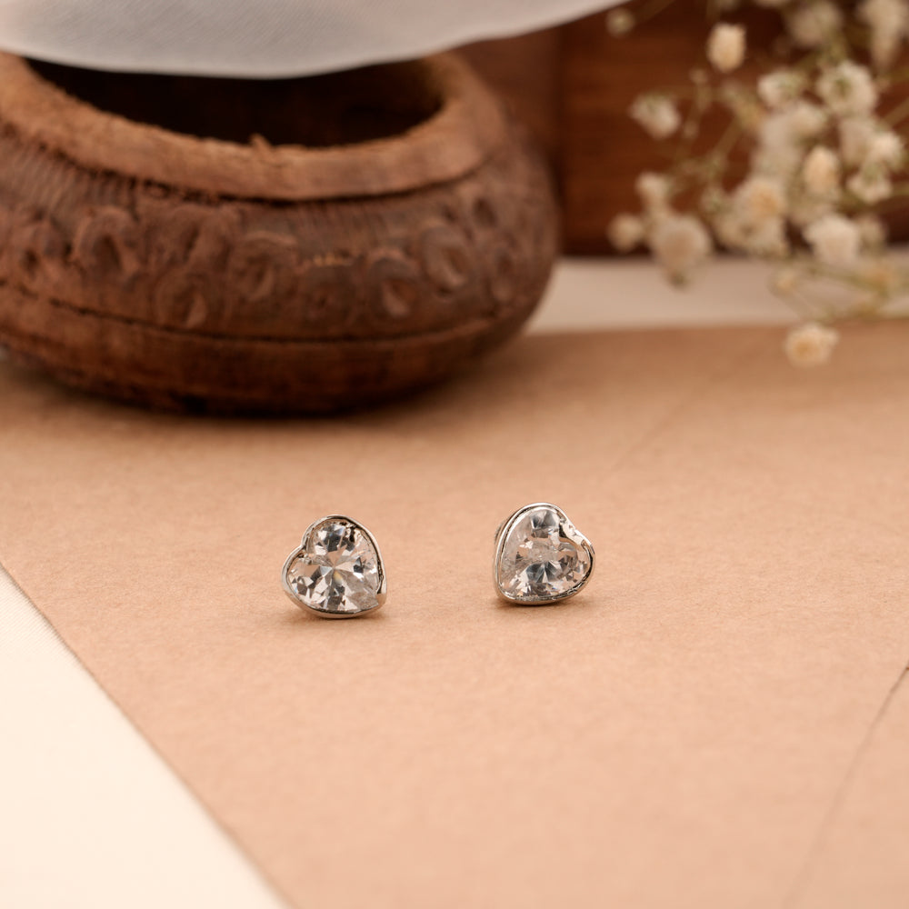 Premium Shine Heart Silver Stud