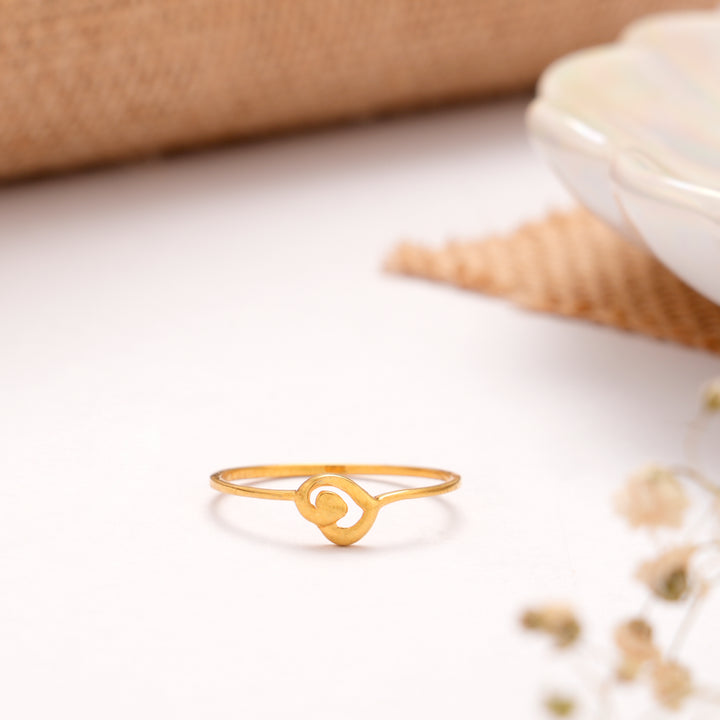 Minimalist Heart Shape Golden Ring