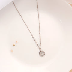 Sparkling Circle Stone Silver Chain