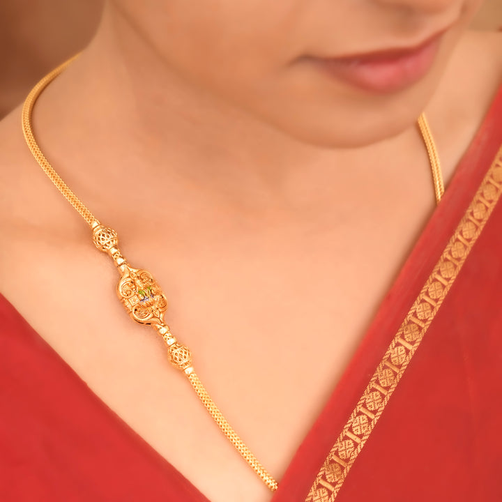 Lotus Aishwarya Lakshmi Mugappu Chain
