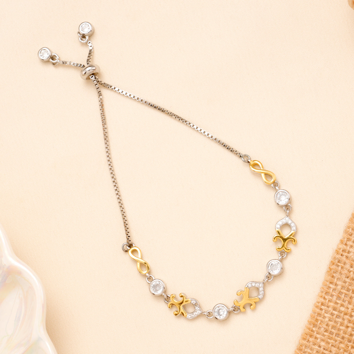 Modern Two Tone Floral Design with Infinity Bracelet