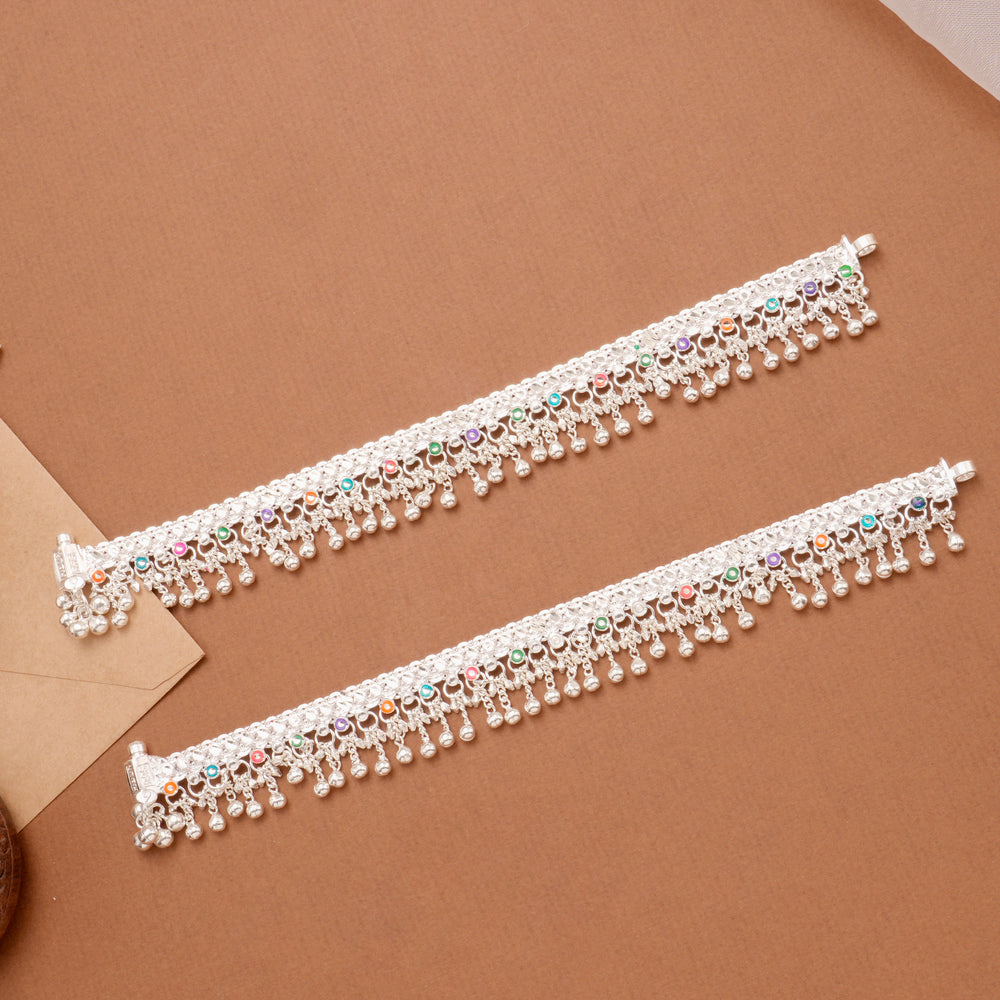 Multi Enamel Pattern Bell Anklet